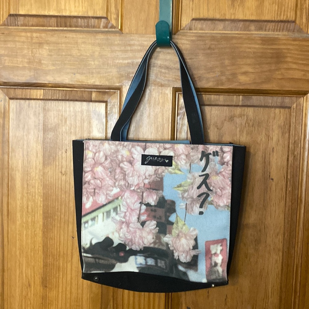 Guess Limited edition  canvas tote. Cherry blossom motif canvas